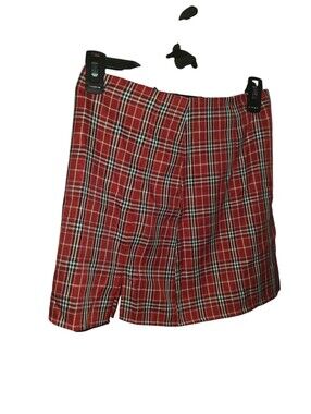 10/5/131. Womens ROMWE Red Plaid Mini Skirt with Side Slit